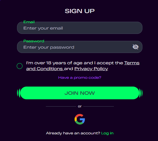 Glitchspin login process
